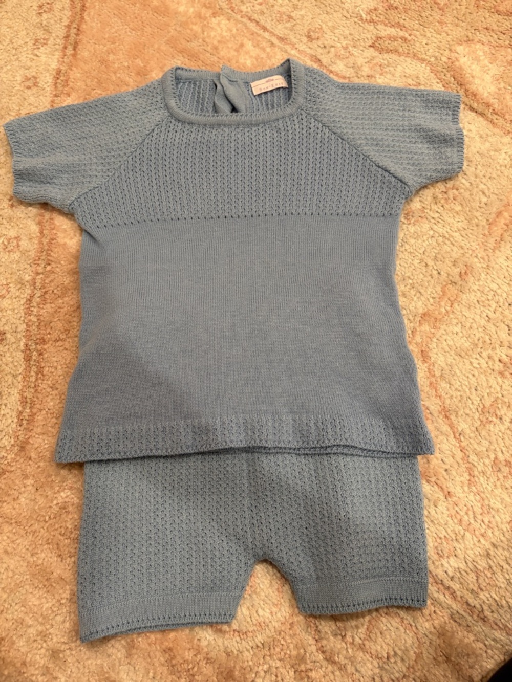 Unbranded Light Blue Knit Kids Matching Set - Short Sleeve Top & Shorts